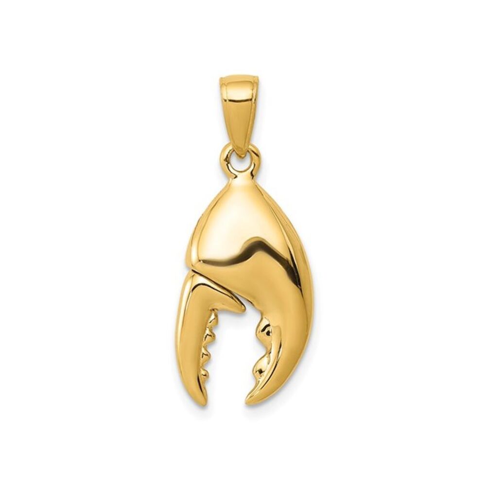 14K Yellow Gold Polished Crab Claw Charm Pendant (No Chain)
